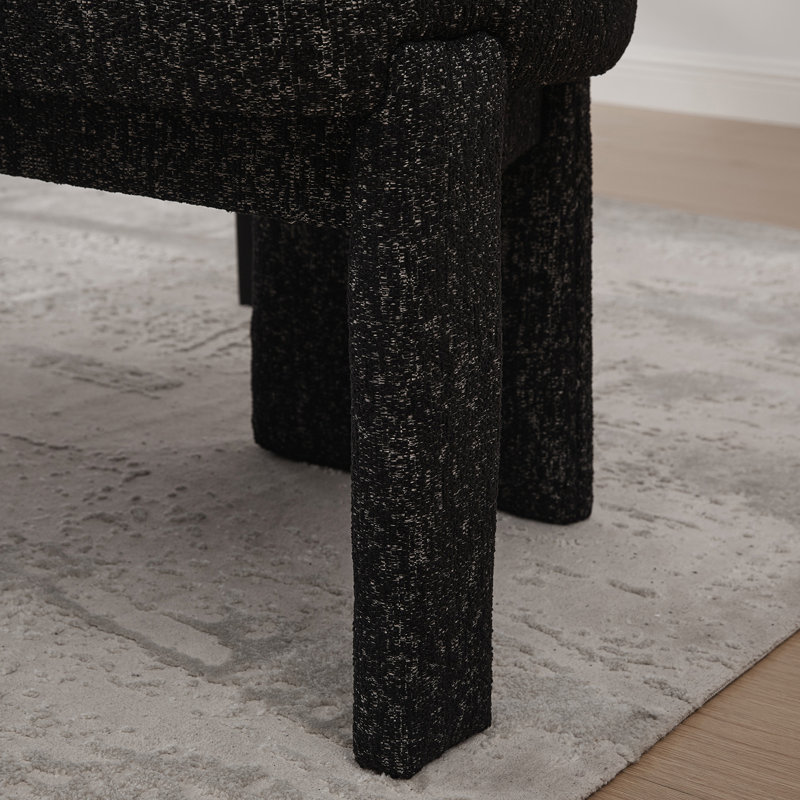 22.05" Wide Modern Upholstered Chenille Accent Dining Chair With Rubberwood Legs, Black/Gray