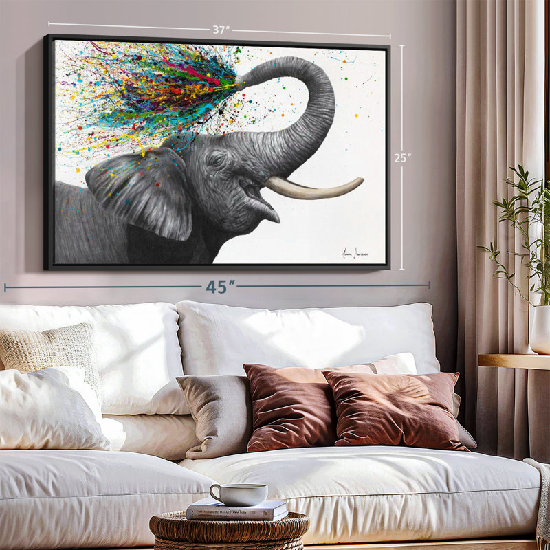 «Elephant Elation», reproduction sur toile, H 21 po x l 31 po