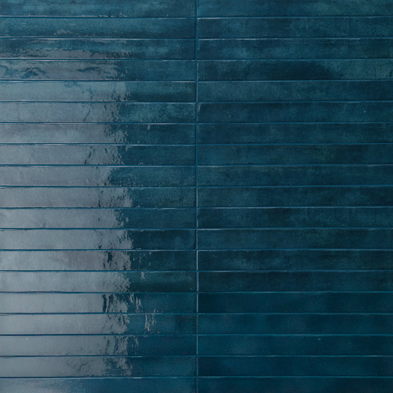 Liv 2" x 18" Zellige Subway Porcelain Wall Tile, Sea Water Blue