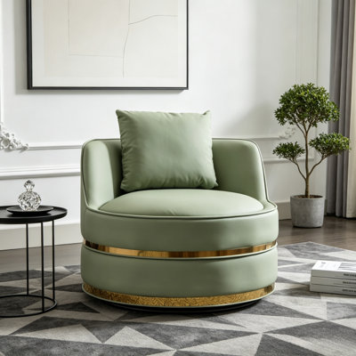 Faux Leather Swivel Accent Chair