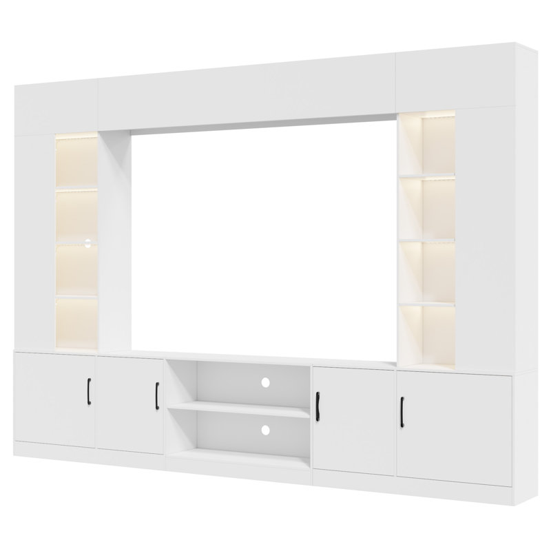 Meuble télé 112 po avec lumières DEL, Blanc