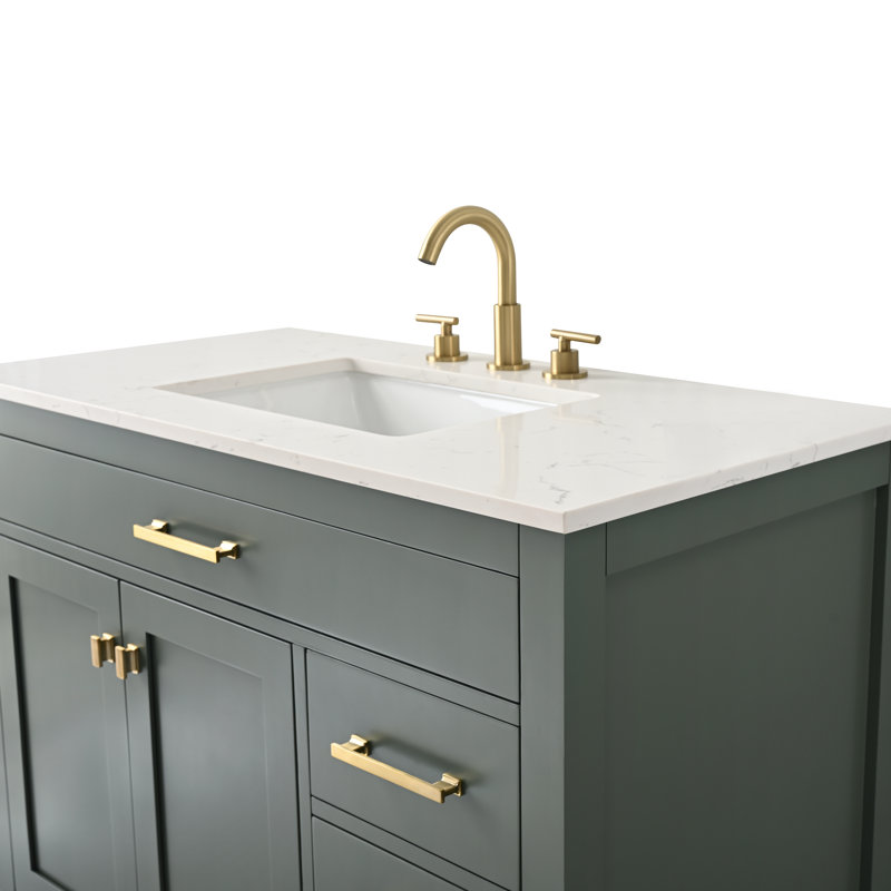 Trevor 42" W Single Vanity, Vintage Green/Brushed Gold