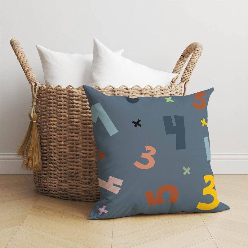 Coussin Numéros, Bleu, H 18 po x l 18 po