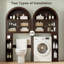 Armoire de rangement au-dessus de la toilette H 68 po, organisateur de salle de bain autoportant avec portes en verre, tablettes réglables, armoire arquée et porte-papier hygiénique
