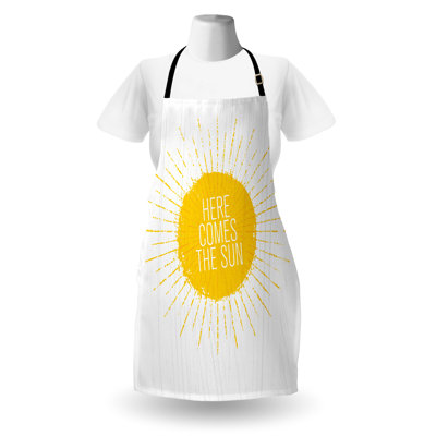 Dakota Fields Here Comes the Sun Apron Unisex Sunny Times Art Adult Size Earth Yellow White