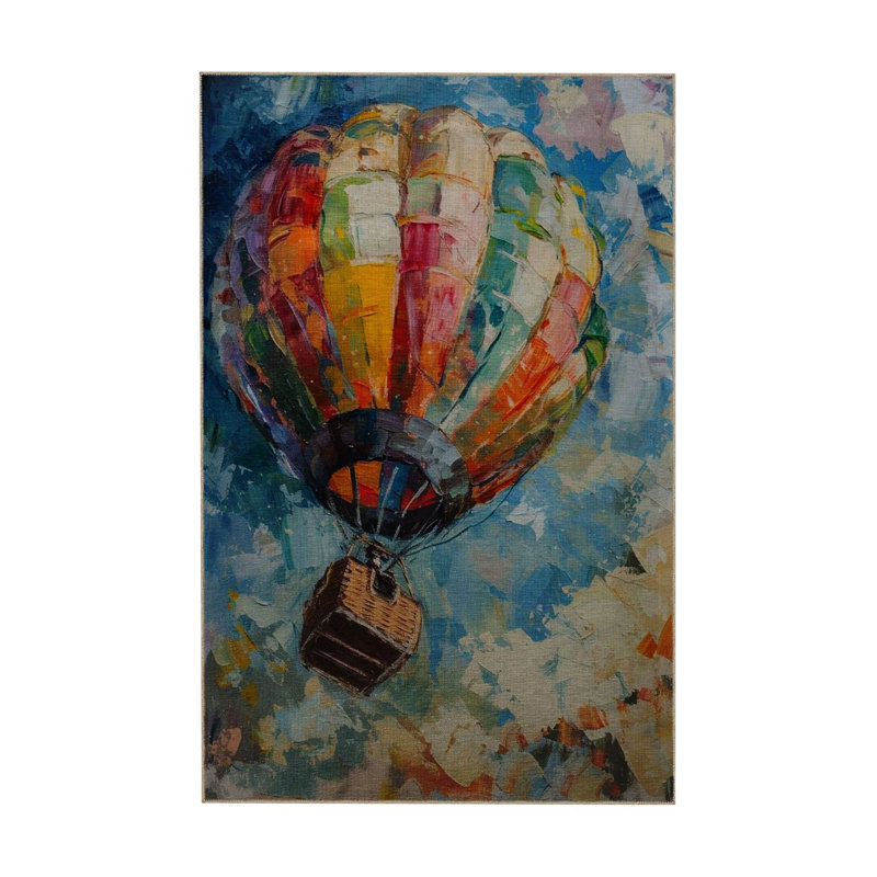 Tapis décoratif lavable à la machine multicolore à volants, Tapis de couloir 3 pi 3 po x 6 pi 7 po inclus