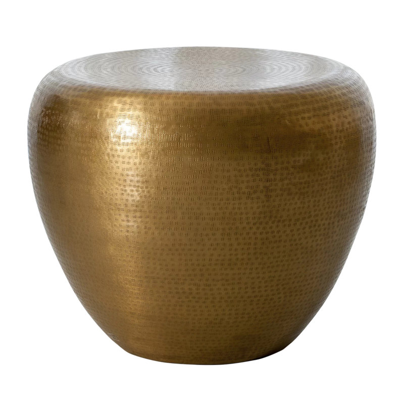 Elegant Goa Round End Table in Antique Brass Finish