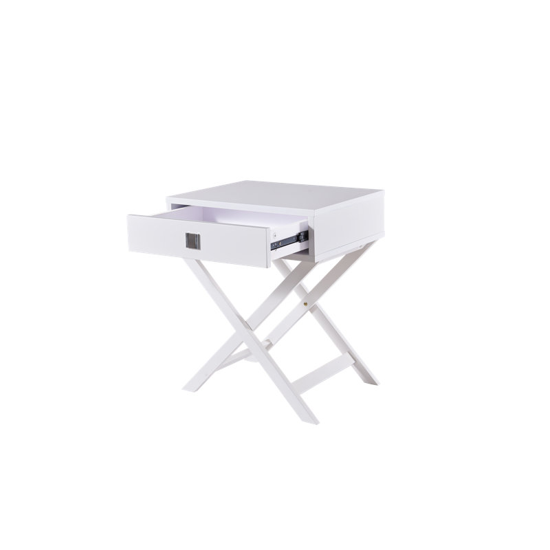 Bittoo Cross Legs End Table, White