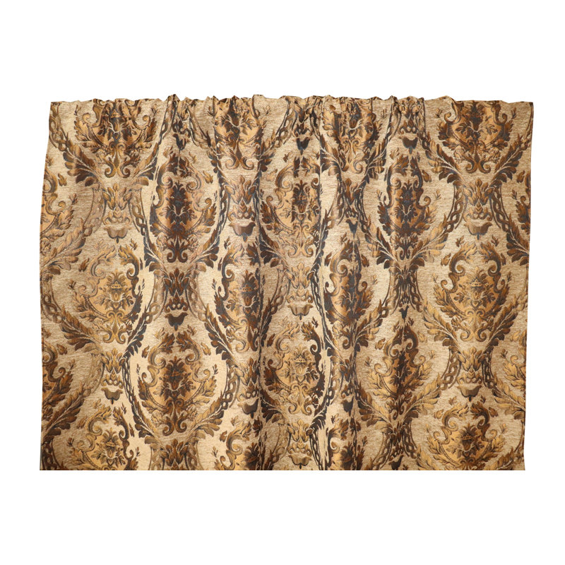 Starri Room Darkening Curtain Single Panel, Gold/Gold, 56" W x 84" L