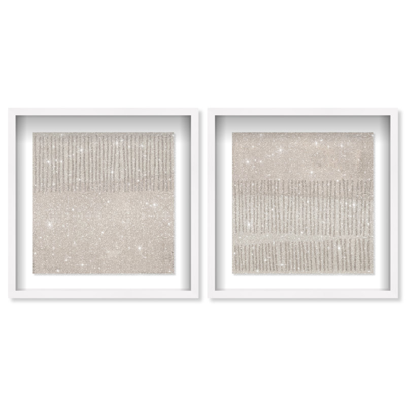 Minimal Fence Set Shadowbox Abstract Print by Oliver Gal, Black Frame, 12 x 12, 13.5"H x 13.5"W, White Shadowbox