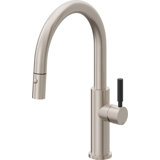 Corsano Contemporary Pull Down Kitchen Faucet with Button Sprayer Low Arc Spout and BST Series Handle