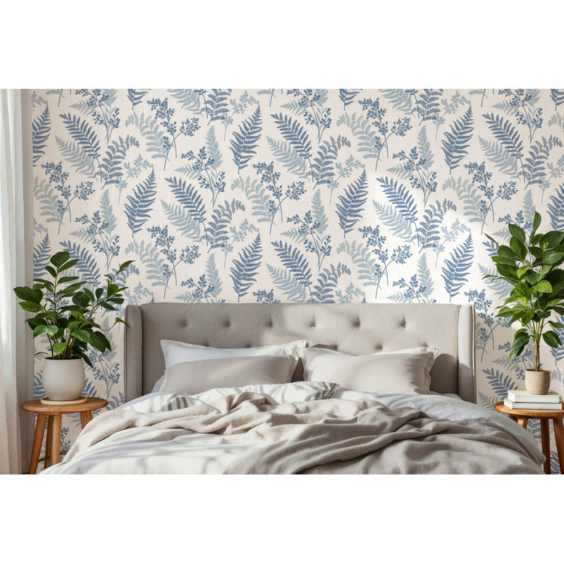Fern 10m x 52cm Wallpaper Roll, Blue