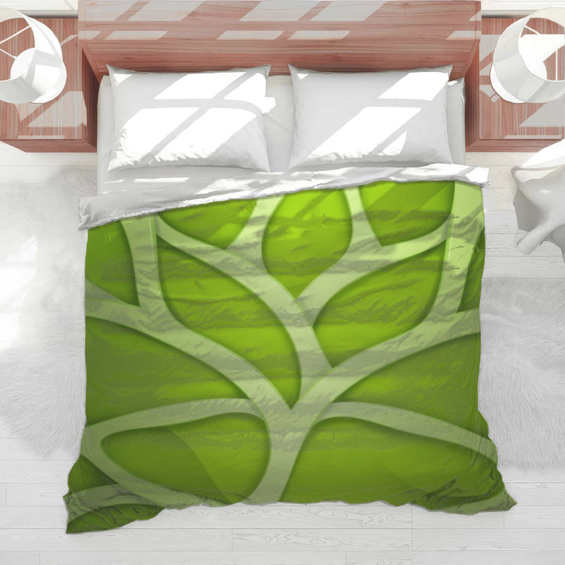Leaf Pattern Green Comforter, Twin