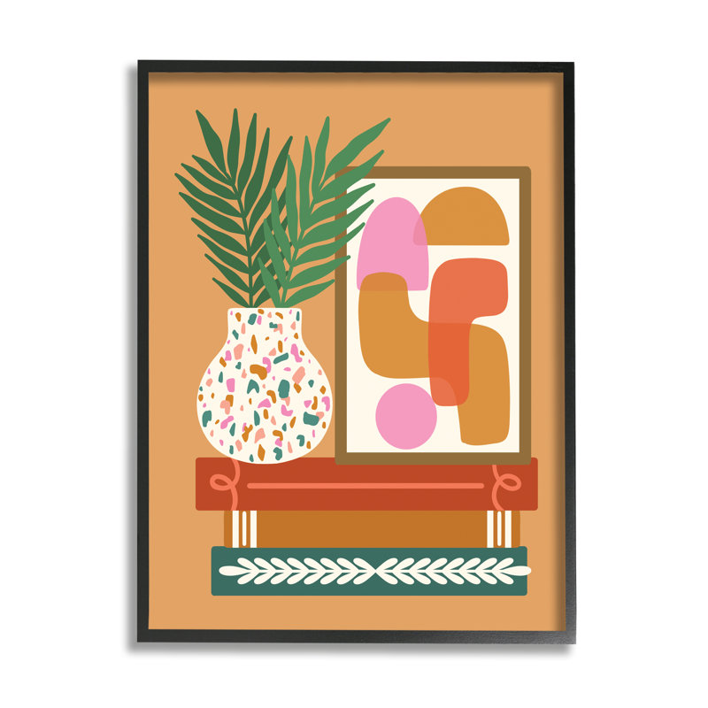 Récipient à brindilles en verre et céramique, H 16 po x l 16 po x P 1,5 po, Giclée encadrée noir minuit