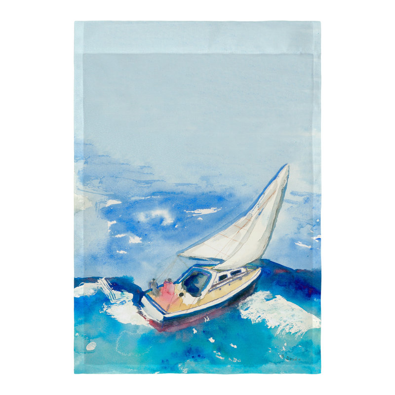 Drapeau de jardin en polyester 1 face Sailboat, H 18 po x l 12,5 po