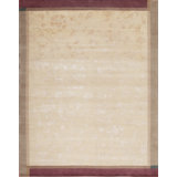 Presidential Hand Knotted Floral Area Rug in Light Gold