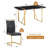 5-Piece Modern Rectangular High-Gloss Dining Set with Faux Leather Cantilever Chairs-85468444-89984108