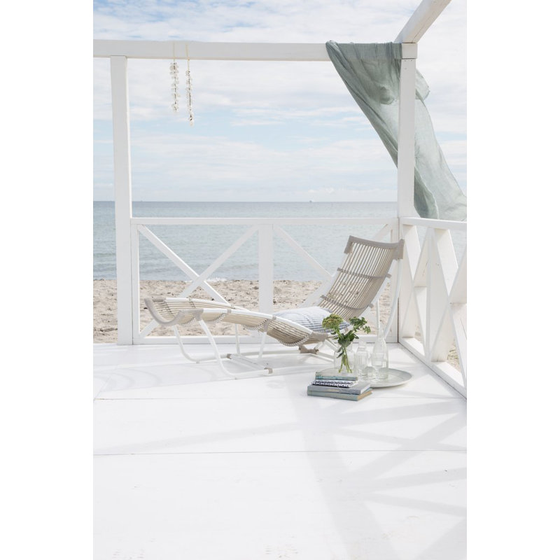 Michelangelo Outdoor Chaise Lounge, Sailcloth Seagull Geometric Sunbrella® Basketweave