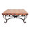 Elegant Hammer Copper Square Coffee Table with Iron Pedestal