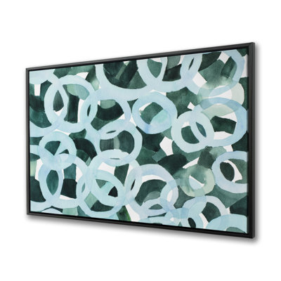 Abstract Circles - Turquoise Framed Canvas Home Decor Art