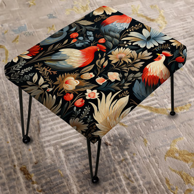 Country Charm Red Rooster Pattern - Marble Rectangle Ottoman
