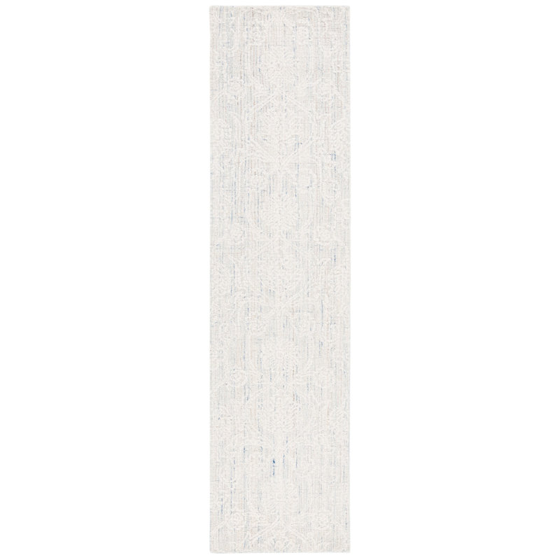 Carson-Alexander Hand Tufted Wool Cotton Pet Damask Rug in Teal/Ivory, Runner 2'3" x 9'
