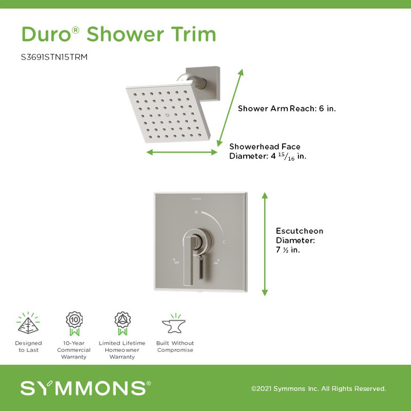 Robinet de douche à poignée simple Duro HydroMersion, Nickel satiné