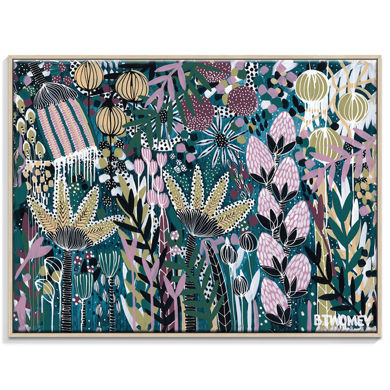 Sapphire Sensation by B.Twomey - Print, Taupe Floater Framed Canvas, 46cm H x 56cm W x 5cm D