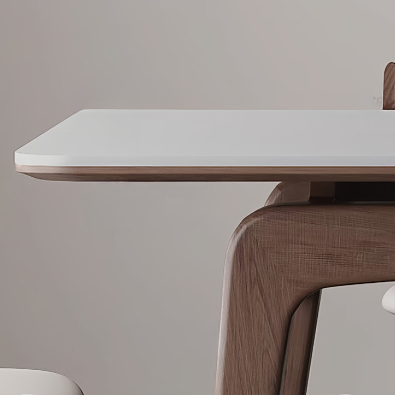 Simple rock slab solid wood dining table chair set, 29.52"H x 62.99"L x 31.49"W
