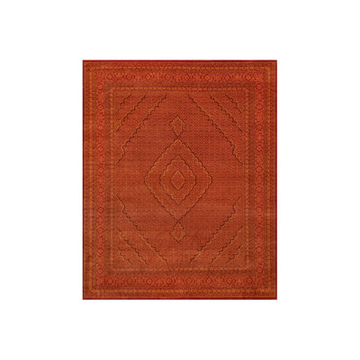 Tapis oriental rectangulaire en laine orange noué à la main 8 pi 1 po x 10 pi 1 po - MOA10290390