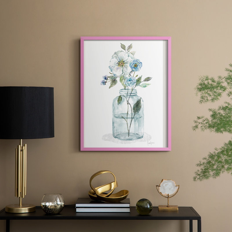 Mason Jar Blues II Framed Print - Solid Wood, H 30 po x l 24 po, Rose