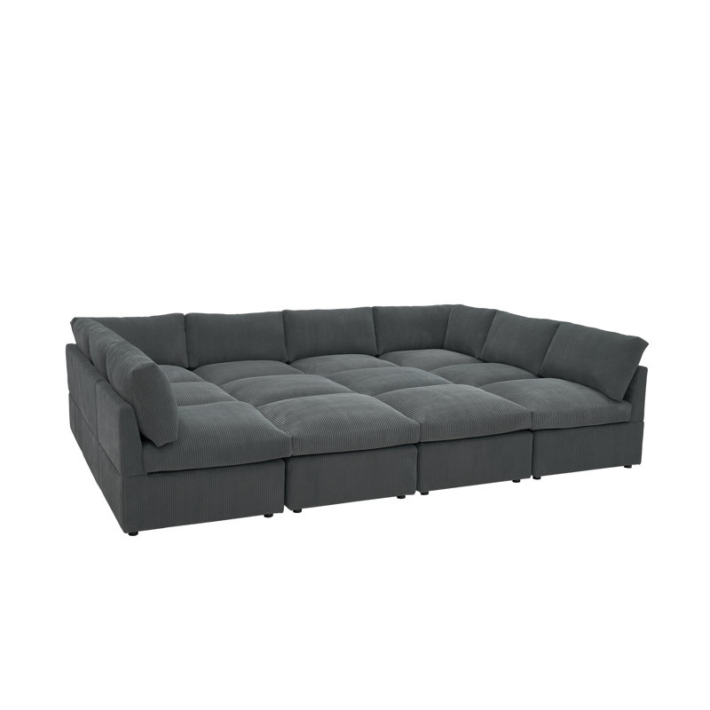 Grand ensemble modulaire Middleton en velours côtelé, Velours côtelé gris foncé