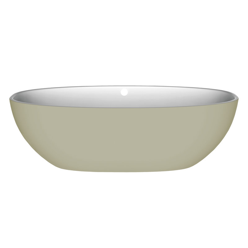 Barcelona 70-1/4" x 33-5/8" Freestanding Soaking Bathtub in Volcanic Limestone with Overflow Hole, 70" L x 34" W