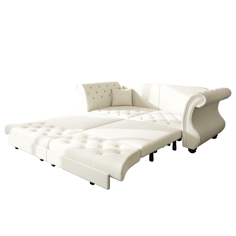 Canapé-lit surdimensionné de 83,8 po Chesterfield, canapé en velours à accoudoirs roulés classique avec capitonnage de fleurs, revêtement pour salon / chambre à coucher / appartement
