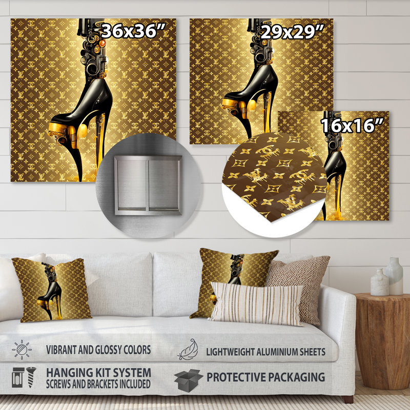 Luxury Brand Bionic Heel IV - Art mural sur toile tendance, 29" H x 29" W, Metal