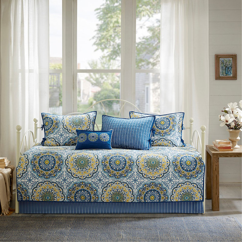 6 Piece Reversible Daybed Cover Set Blue Daybed
