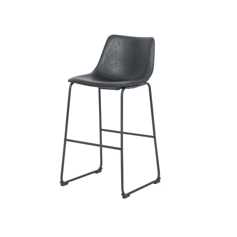 Chinua 26" Counter Stool, Black Faux Leather/ Gold Frame