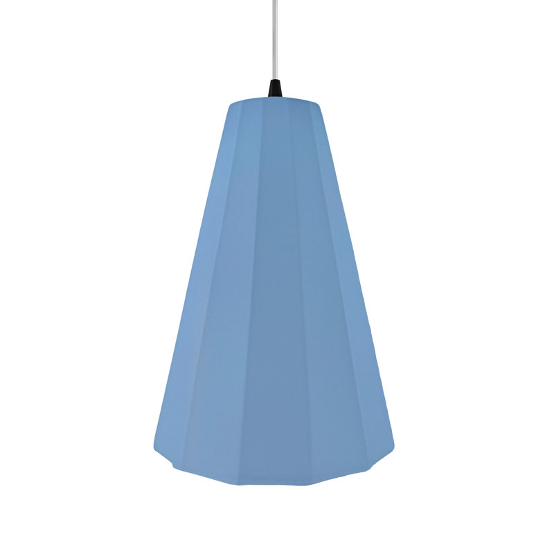 Radiance - luminaire suspendu 1 lumière cannelé - bleu ciel - noir mat - l 9 po x H 13 po - ampoule remplaçable - cordon blanc