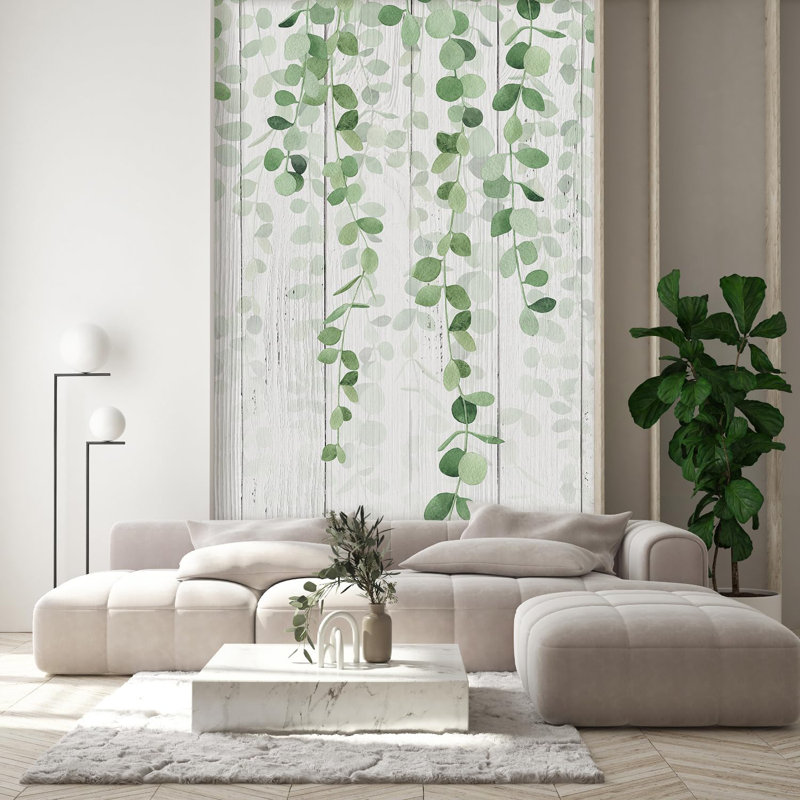 Feuilles d'eucalyptus suspendues, verdure fraîche, L 120 po x l 48 po
