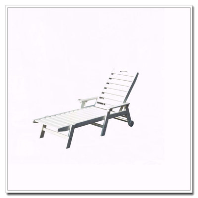 HDPE Patio Chaise Lounge with 5-Position Recline, Built-in Cup Holder, and 400 lb Capacity