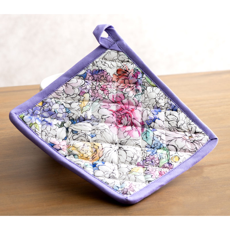 Maison d'Hermine Floral Love, manique et gant de cuisine 100 % coton - 19 x 33 cm et 20 x 20 cm
