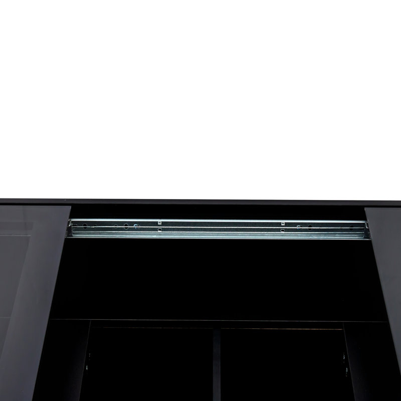 Table basse Bryson avec rangement caché et plateau coulissant pour le divertissement dans la chambre à coucher, noir, panneau de particules de 15 mm de largeur, 39,64 de profondeur, 19,68 de largeur, 15,34 de hauteur au compartiment central