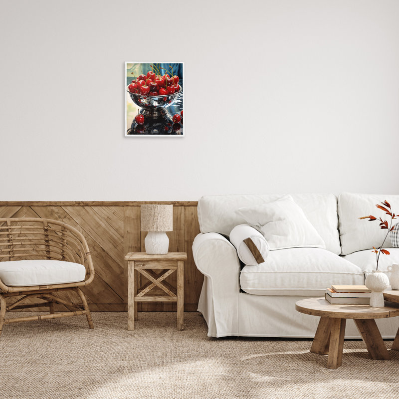 «Bowl of Cherries Reflection», estampe numérique encadrée par RB, Estampe numérique encadrée blanc bord de mer