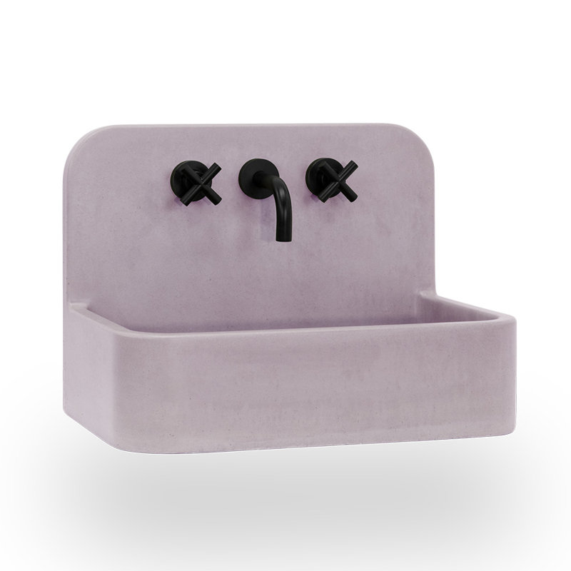 Newterra Handmade Concrete Wall/Vessel 22" Bathroom Sink, Lilac, 3 Hole