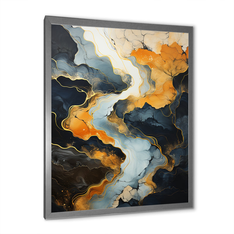 Meandering River Endless Journey V - Print on Canvas, Encadrement argenté, H 32 po x l 16 po x P 1 po