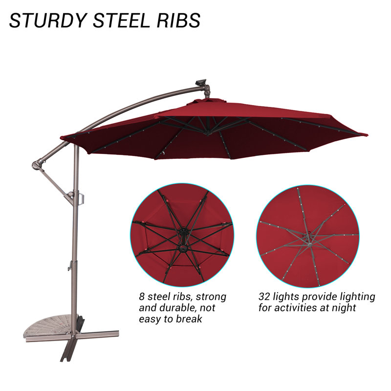 Parasol en porte-à-faux 10 pi Direen, Rouge