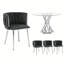 Ensemble de table de salle à manger ronde 47,2 "pour 4, 5 pièces, ensemble de table de salle à manger en verre trempé avec 4 chaises rembourrées en velours, pour cuisine, appartement-325437576-334343148-334343146