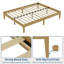 Base de lit grand format, lit plateforme en bois naturel robuste de 14 pouces sans tête de lit, cadre de lit en bois avec support en lattes de bois massif-804545773