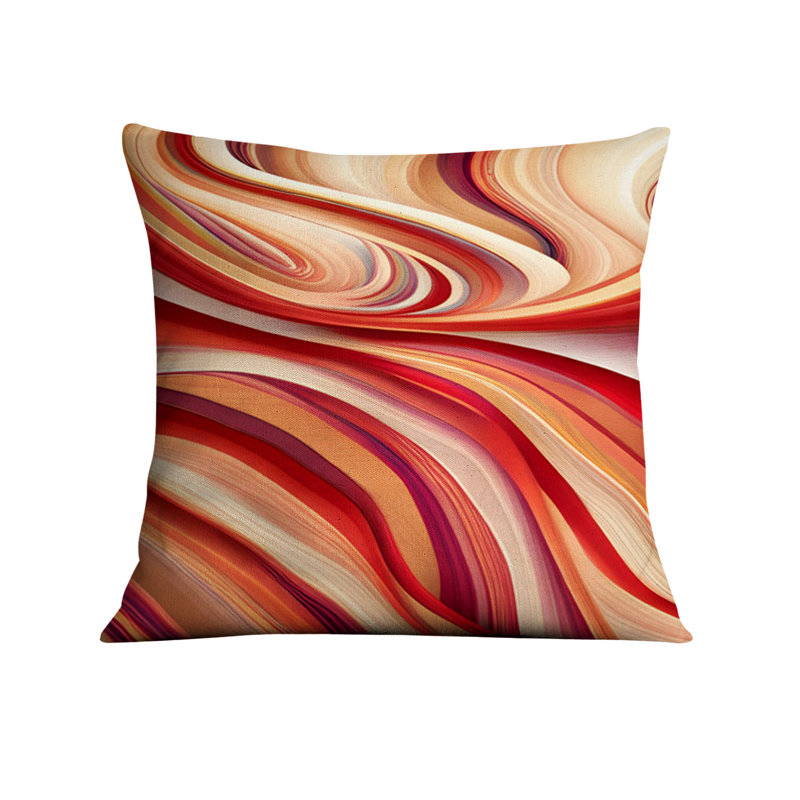 Throw Pillow Cover Only, H 18 po x l 18 po, Rouge / beige rayé / abstrait 5