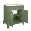 Meuble-lavabo moderne 27,8 po, vert, armoire de rangement Mid-Century, poignées en métal